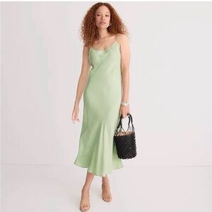 J.Crew Gwyneth cupro slip dress in sagebrush green. Size 0 (g8)